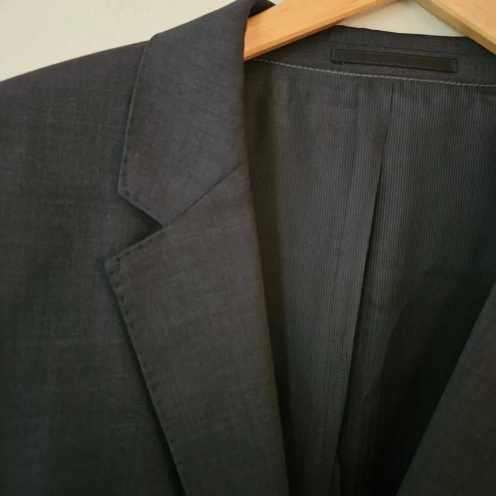 Hugo Boss Men's Slim Fit Wool Sports Coat Size 40L Huge/Genius Stretch Charcoal